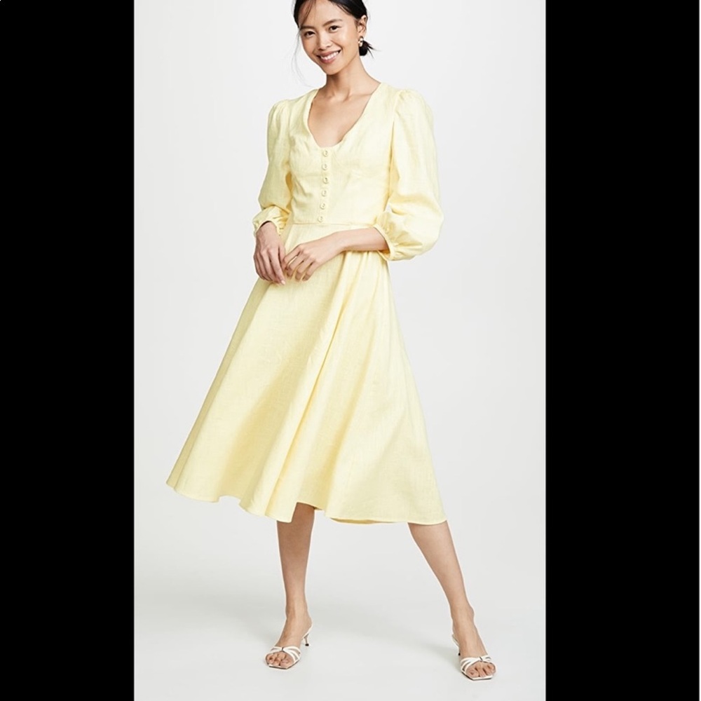 STAUD Birdie Daffodil Dress Linen mix